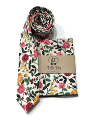 Cream Roses Floral Necktie