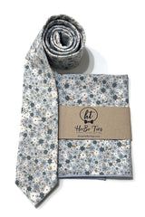 Powder Blue Field of Blooms Floral Necktie