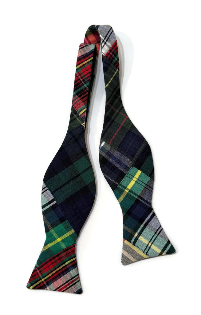 Patchwork Tartan Plaid Cummerbund & Bow Tie