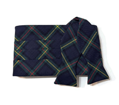 Men’s Navy & Green Plaid Cummerbund and Bow Tie Set | Classic Tartan Formalwear for Weddings, Proms & Black-Tie Events