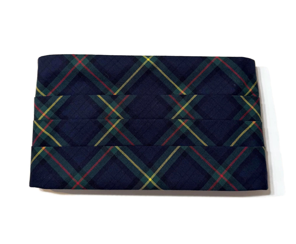 Men’s Navy & Green Plaid Cummerbund and Bow Tie Set | Classic Tartan Formalwear for Weddings, Proms & Black-Tie Events