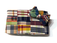 Men’s Patchwork Plaid Cummerbund and Bow Tie Set | Classic Madras Formalwear for Weddings, Proms & Black-Tie Events