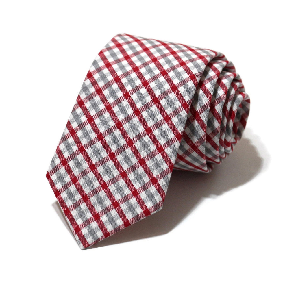 Red & Gray Tattersall Necktie