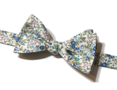 Blue & Sage Floral Bow Tie