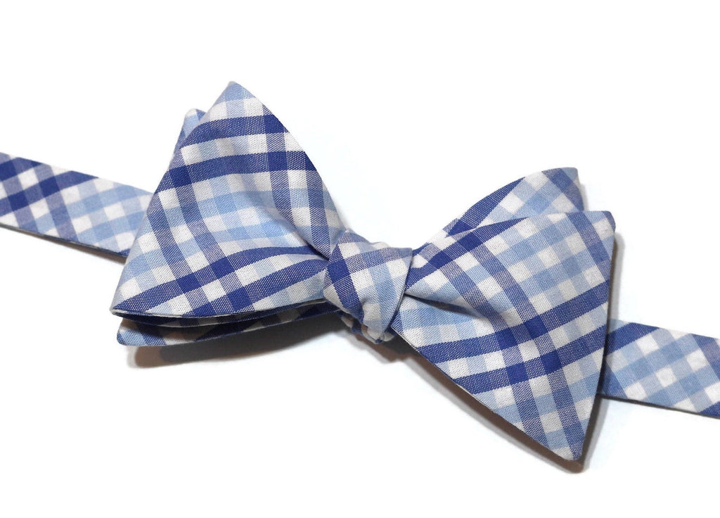 Blue & Light Blue Tattersall Bow Tie
