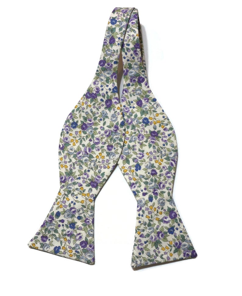 Purple & Sage Floral Bow Tie