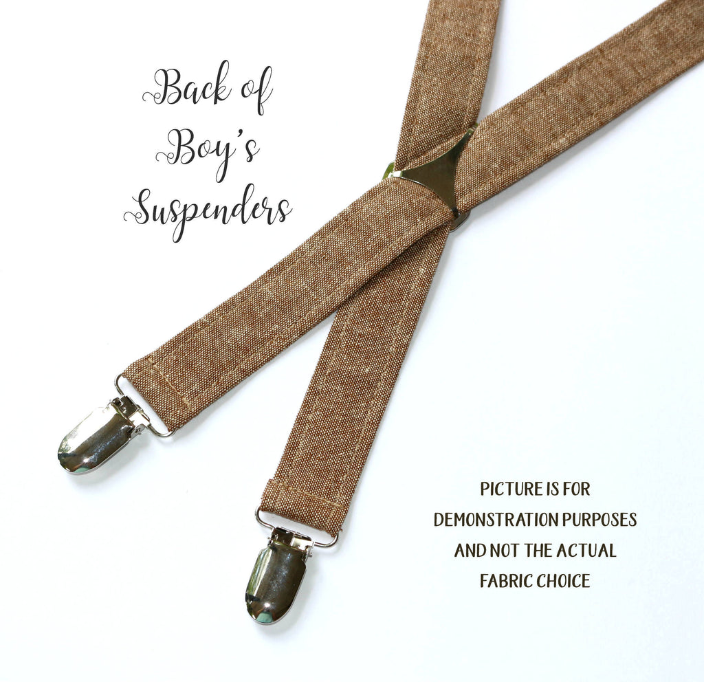 Light Gray Linen Suspenders - Boys
