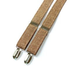 Brown Linen Suspenders - Boys