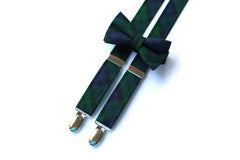 black watch tartan plaid suspenders, boys suspenders, matching bow tie