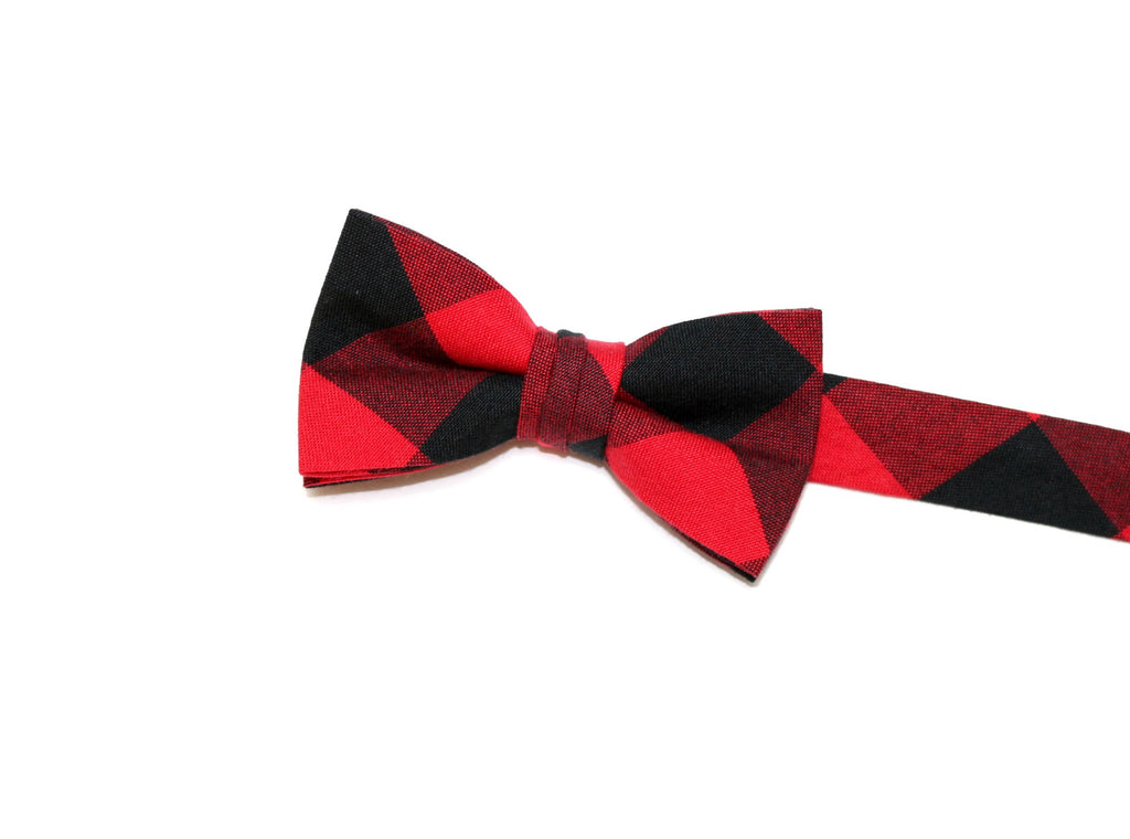 Red & Black Buffalo Plaid Bow Tie - Boys
