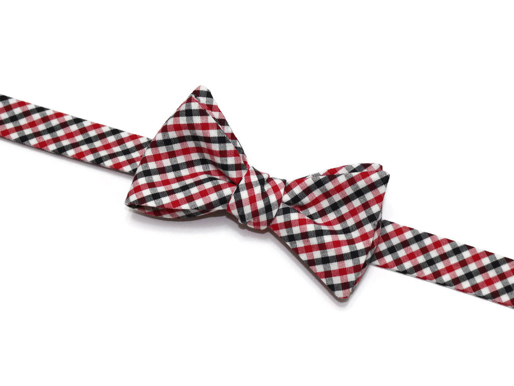 Red & Black Tattersall Bow Tie - Boys (Self Tie)