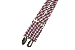 Burgundy Gingham Check Suspenders - Boys