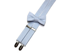 Light Blue Seersucker Suspenders - Boys