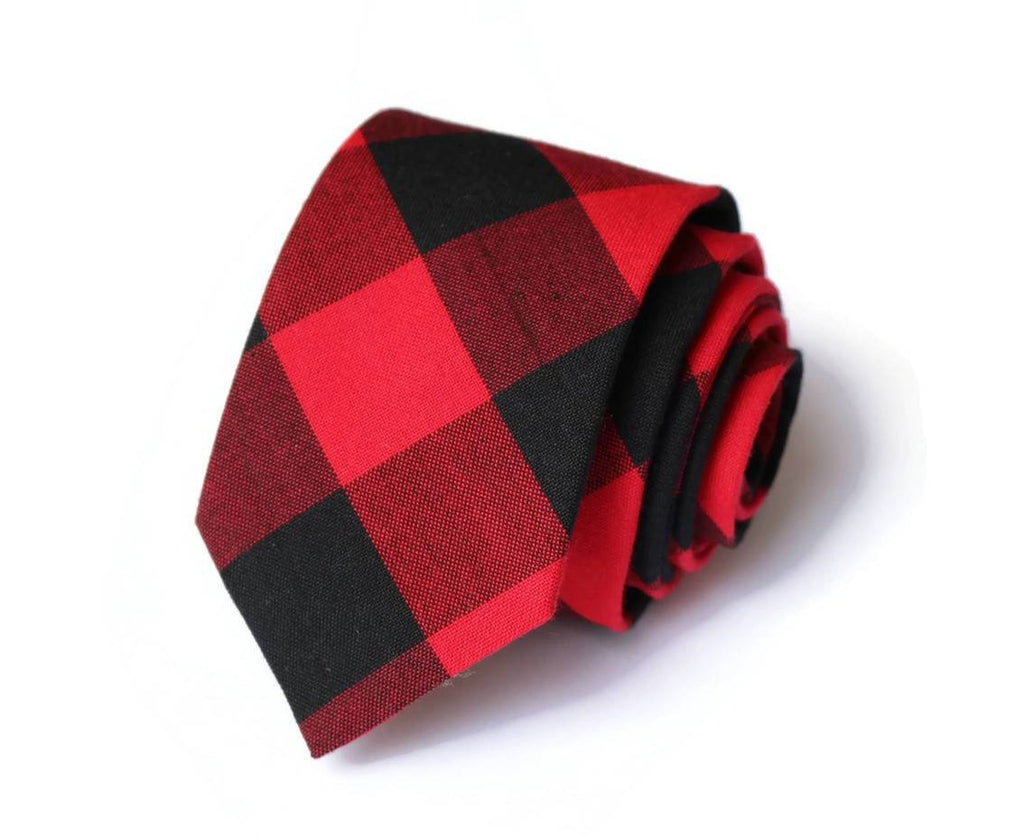Red & Black Buffalo Plaid Necktie - Youth