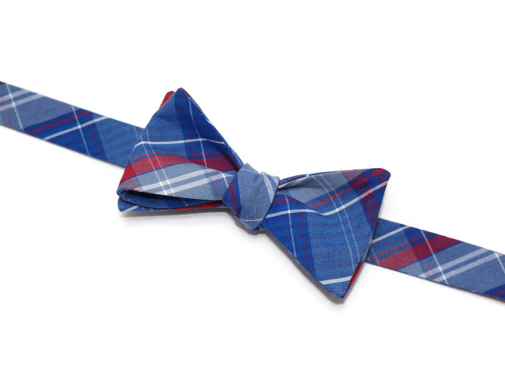 Nautical Blue Newport Plaid Bow Tie - Boys (Self Tie)