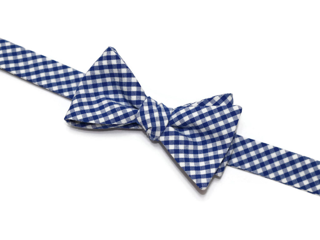 Nautical Blue Gingham Check Bow Tie - Boys (Self Tie)