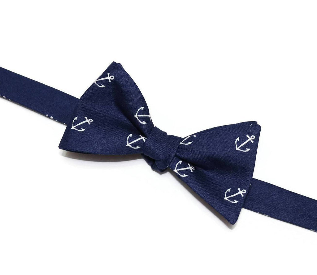 Navy Anchor Bow Tie