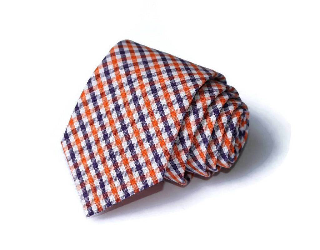 Orange & Purple Tattersall Necktie
