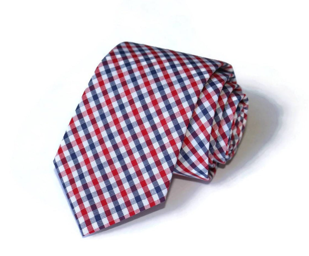 Navy & Red Tattersall Necktie