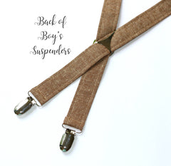 Pink Seersucker Suspenders - Boys