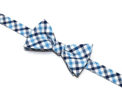 Navy & Blue Seersucker Plaid Bow Tie