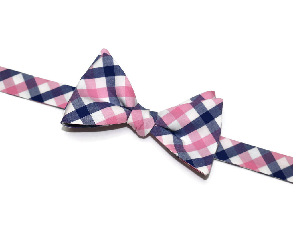 Pink & Blue Tattersall Bow Tie