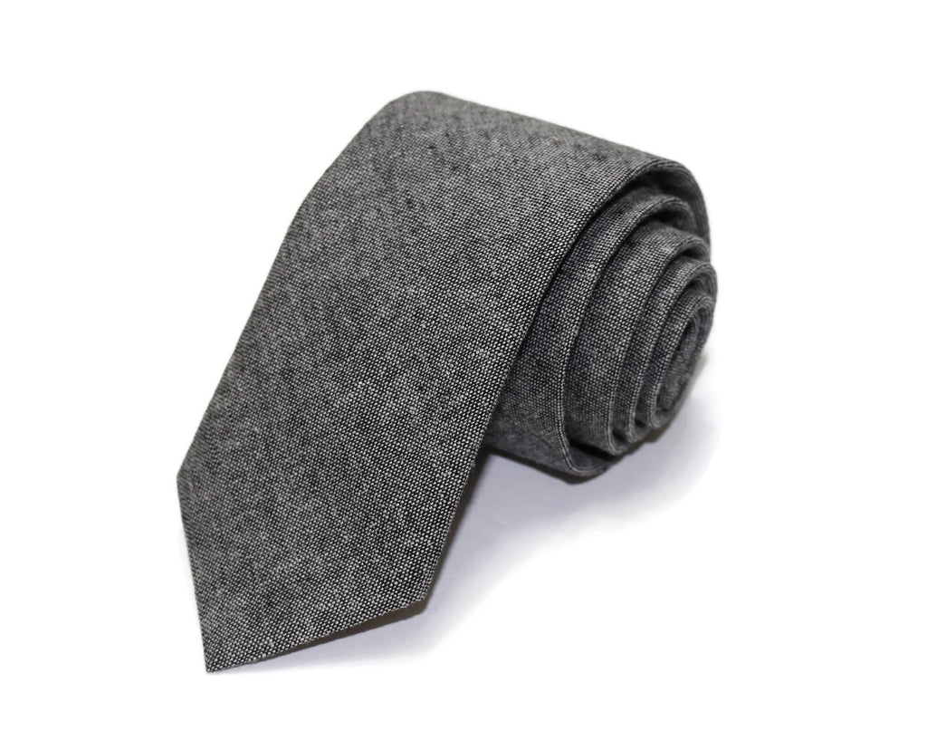 Charcoal Gray Linen Necktie