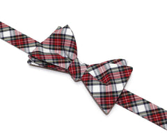 Red & White Tartan Plaid Bow Tie
