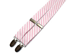 Pink Seersucker Suspenders - Boys
