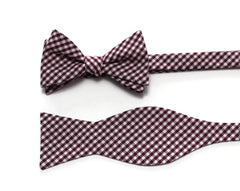 Burgundy Gingham Check Bow Tie