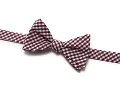 Burgundy Gingham Check Bow Tie