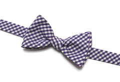 Grape Gingham Check Bow Tie