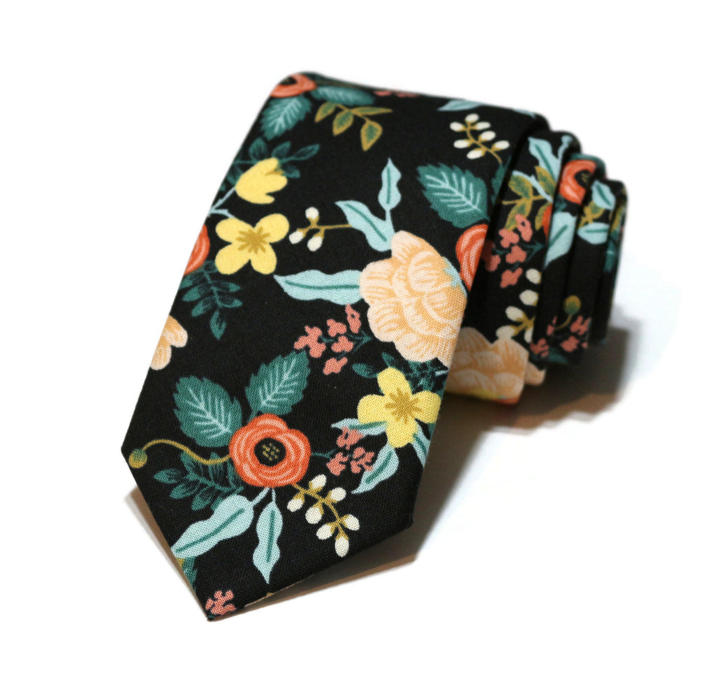 Black Birch Floral Necktie