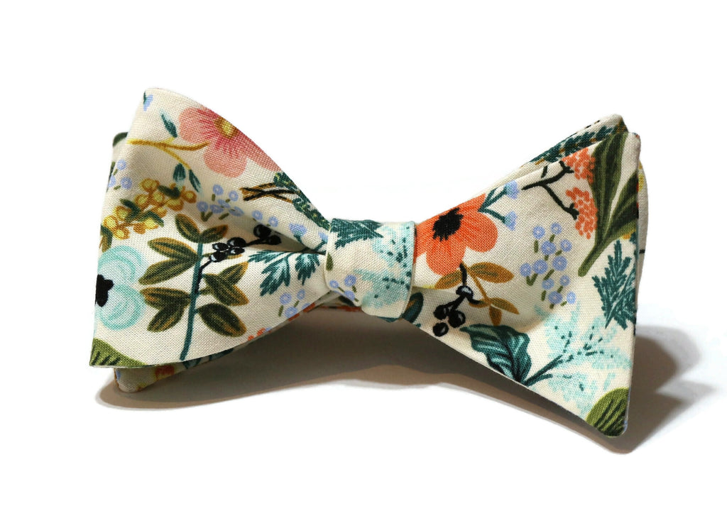 Natural Amalfi Floral Bow Tie
