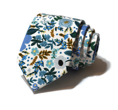 Blue Wild Rose Floral Necktie