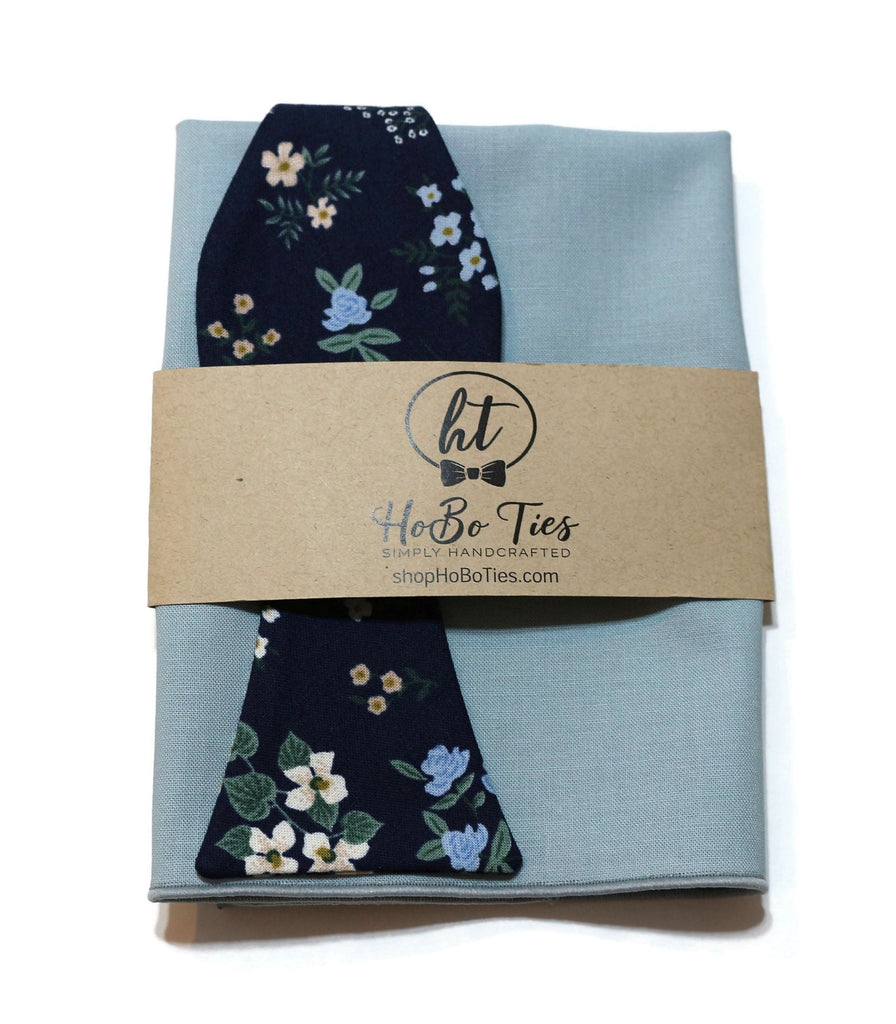 Navy Hawthorne Floral Bow Tie