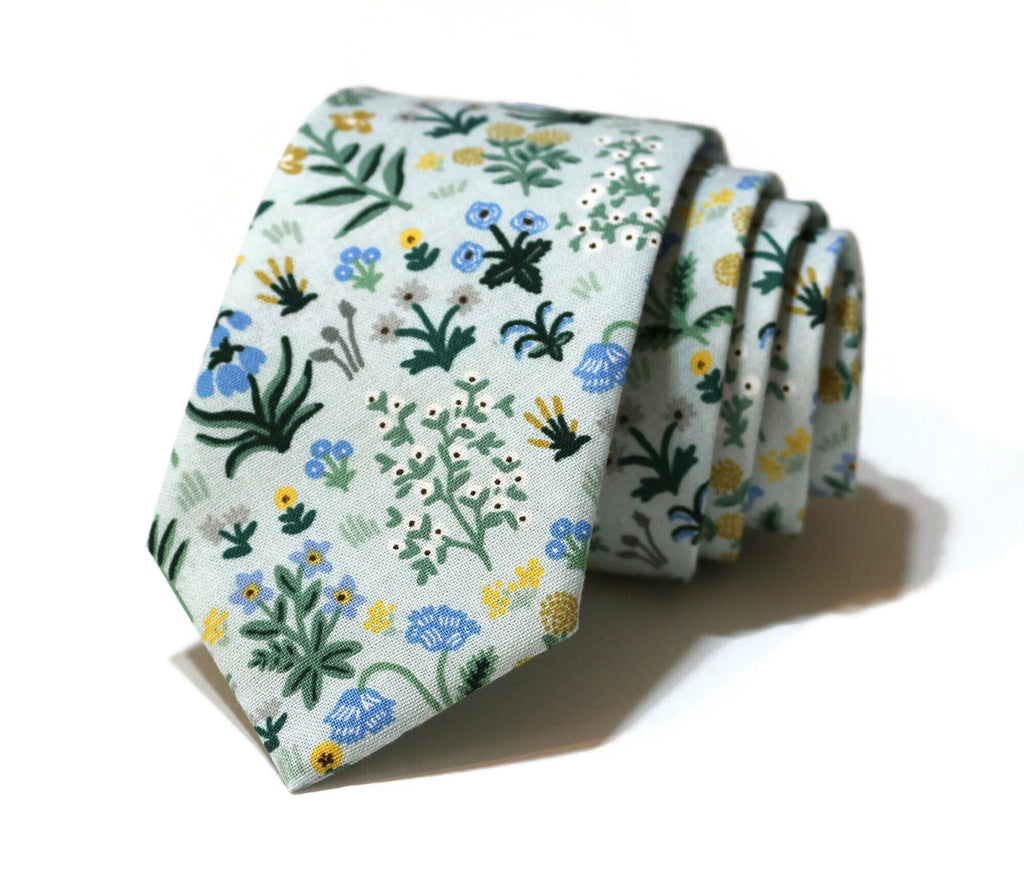 Mint Menagerie Garden Floral Necktie