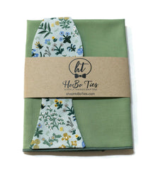 Mint Menagerie Garden Floral Bow Tie