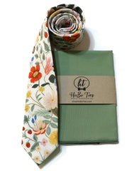 Ivory Strawberry Fields Floral Necktie