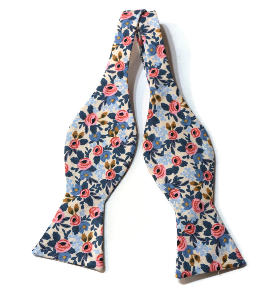Periwinkle Rosa Floral Bow Tie