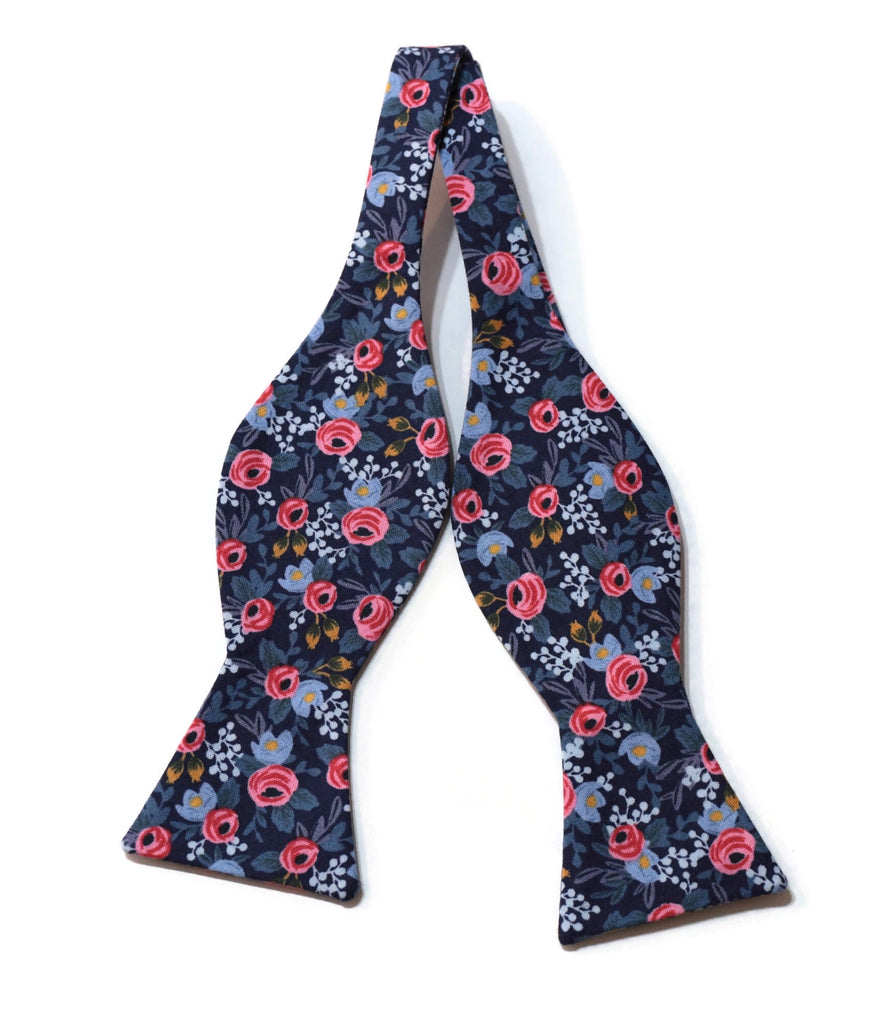 Navy Rosa Floral Bow Tie