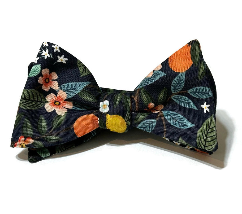 Navy Citrus Grove Floral Bow Tie
