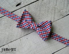 Red & Blue Tattersall Check Bow Tie