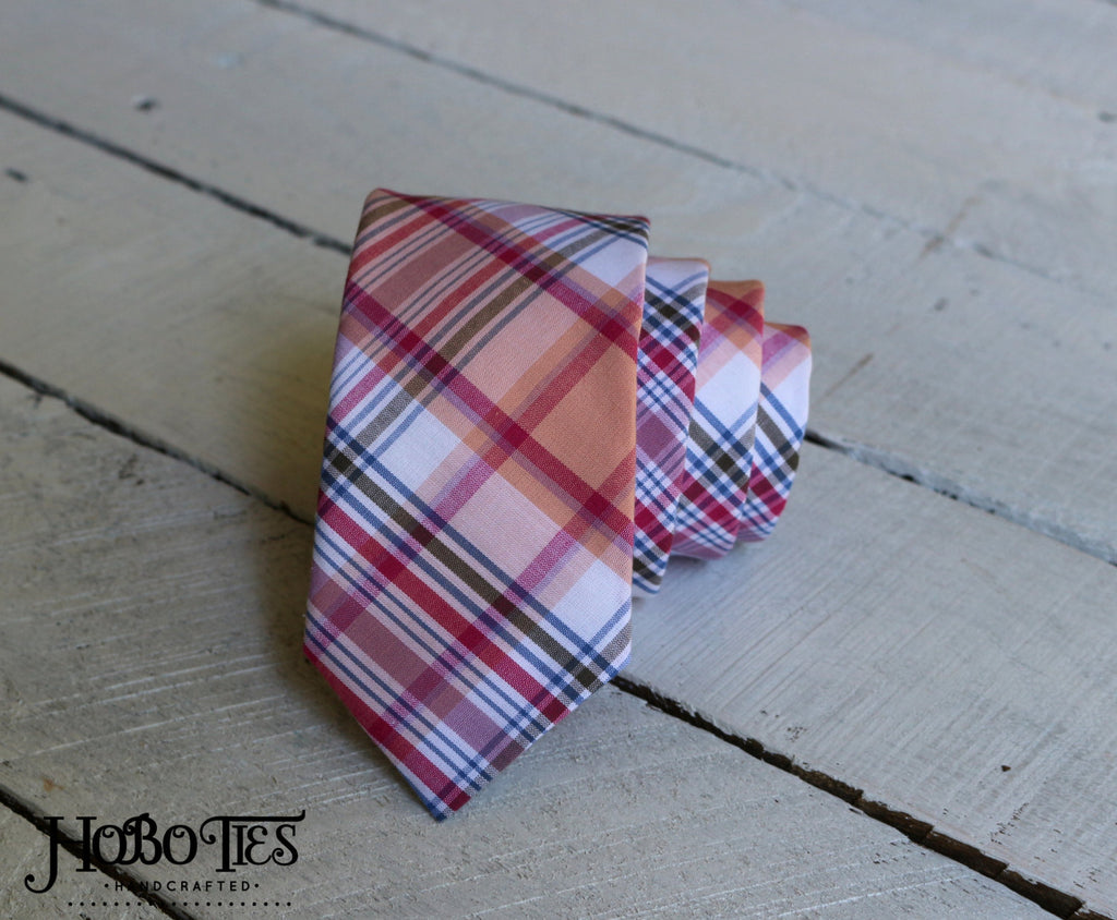 Pink Plaid Necktie